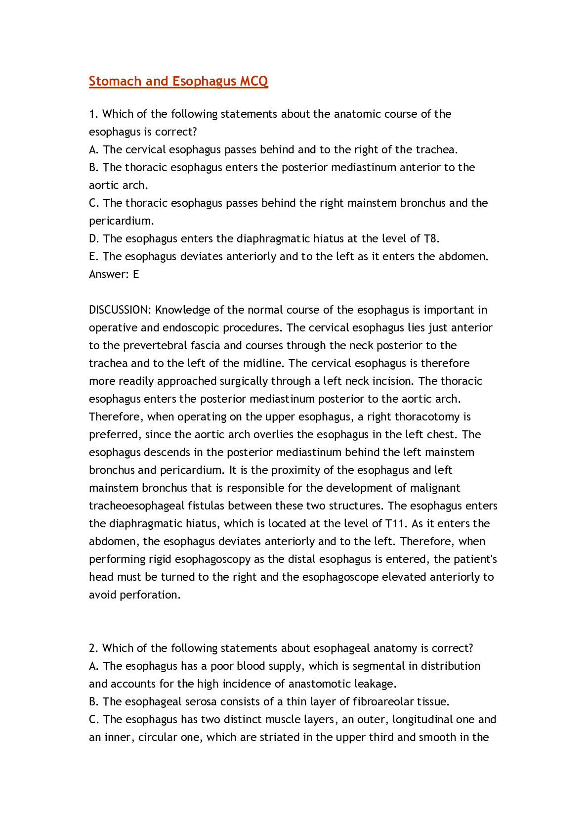 Preview image for Latest Verified Questions and Answers stomach and esophagus MCQ